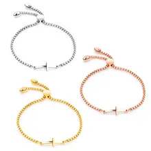Подвески с крестом, регулируемые браслеты для женщин, розовое золото, нержавеющая сталь, браслет на цепочке, Женские Простые Ювелирные изделия, новинка