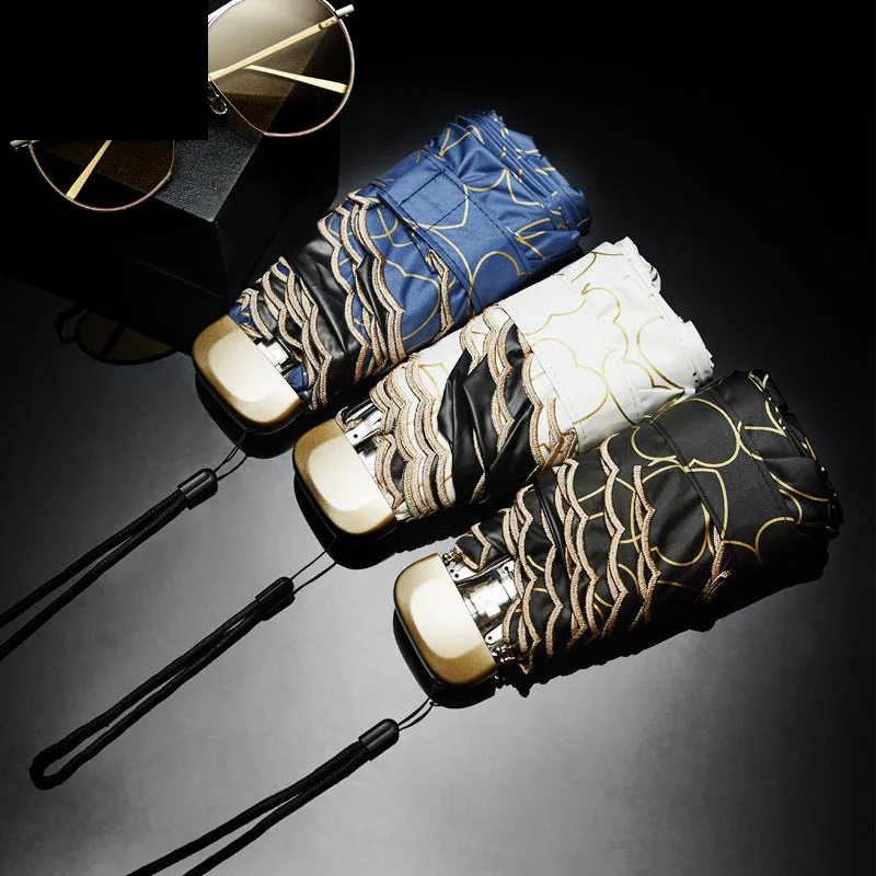 

Flat Five-fold Umbrella Manual Mini Ultra-Light Vinyl Rain Or Shine Dual Purpose Sun-resistant Embroidery kou dai san