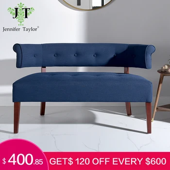 

Jennifer Taylor Midnight Blue Jared Roll Arm Tufted Bench Settee