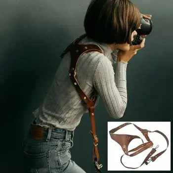 

Leather Double Shoulder Camera Strap Brown Fashion Outdoor Accessories Strap to Protable Comfort Strong Easy wear Camera Tr R0A5