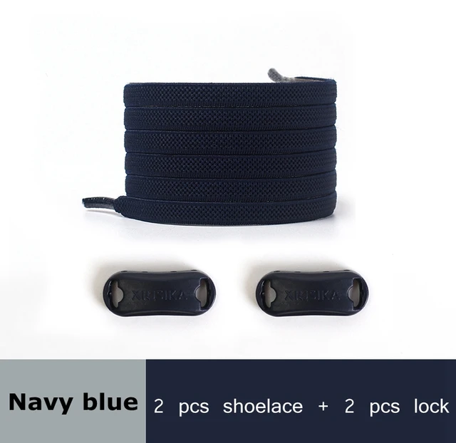 Reticulated Woven Elastic Shoe Laces Flat buckle Lock No Tie Shoelaces Sports Competition Take A Walk Sneakers Lazy Lace Navy Blue