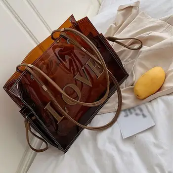 

2020 Women's Fashion Large-Capacity Handbag Work Bags Red Brown Shoulder Bags PVC Softback Wild Hand-held Versatile Shoulder Bag