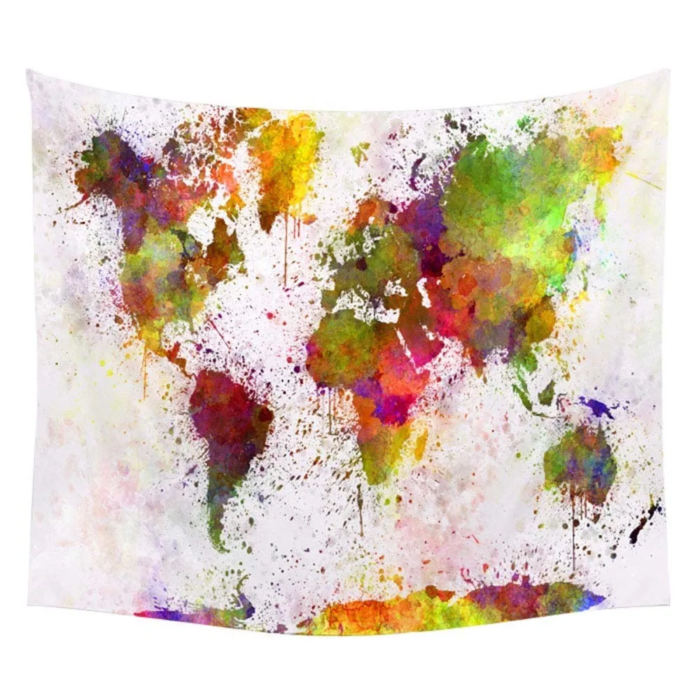 Карта мира гобелен Высокое разрешение карта ткань настенный Декор Акварельная карта письмо полиэстер покрытие стола Йога пляжное полотенце