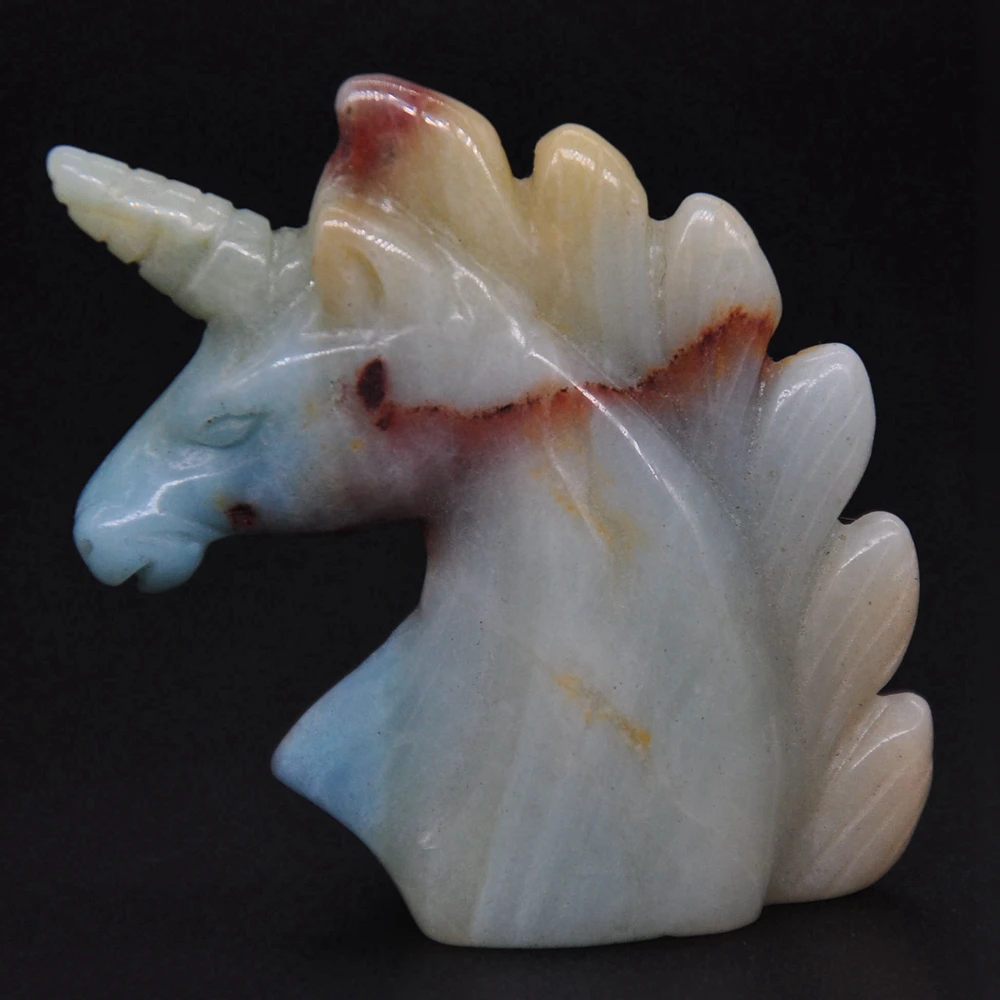2" Unicorn Statue Natural Stone Amazonite Carved Home Decoration Healing Crystal Reiki Figurine Spiritual Gemstone Omament Gift - Image 2