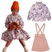 Милое Платье для девочек г. Детские цельнокроеные платья для девочек, платье-рубашка с длинными рукавами детские осенние платья