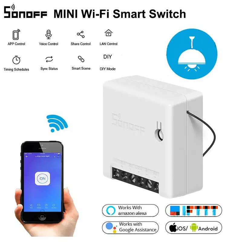 

SONOFF MINI DIY Smart Switch timer remote control by eWeLink/Wifi Support An External Switch Work With Alexa Google Home IFTTT