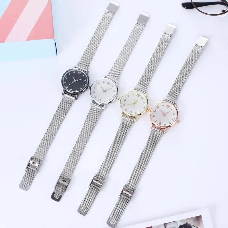 

New Style Originality Diamond Set 4 With Numbers Dial Watch Women's Students Casual