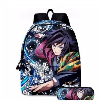 

2pcs New Anime Schoolbag Students School Backpack Demon Slayer Travel Mochilas Mujer Bookbag for Teenage Girl&Boy Kids Backpack