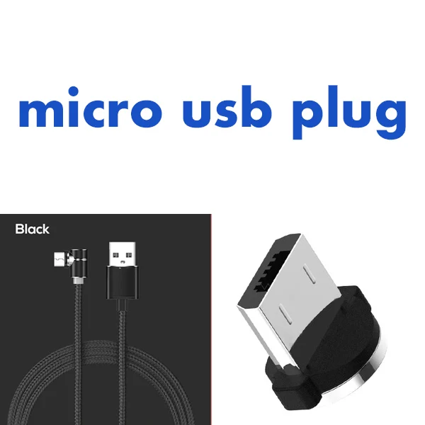 Черный Магнитный Micro Usb кабель для зарядки 90 градусов угол Usb Type C кабель для быстрой зарядки для IPhone X Xr 8 7 6s Plus samsung - Цвет: Черный