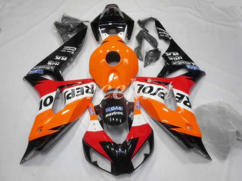 Топ литья под давлением ABS Обтекатели комплект подходит для CBR1000RR 2006 2007 06 07 1000 RR CBR1000 тело набор Пламя Красный