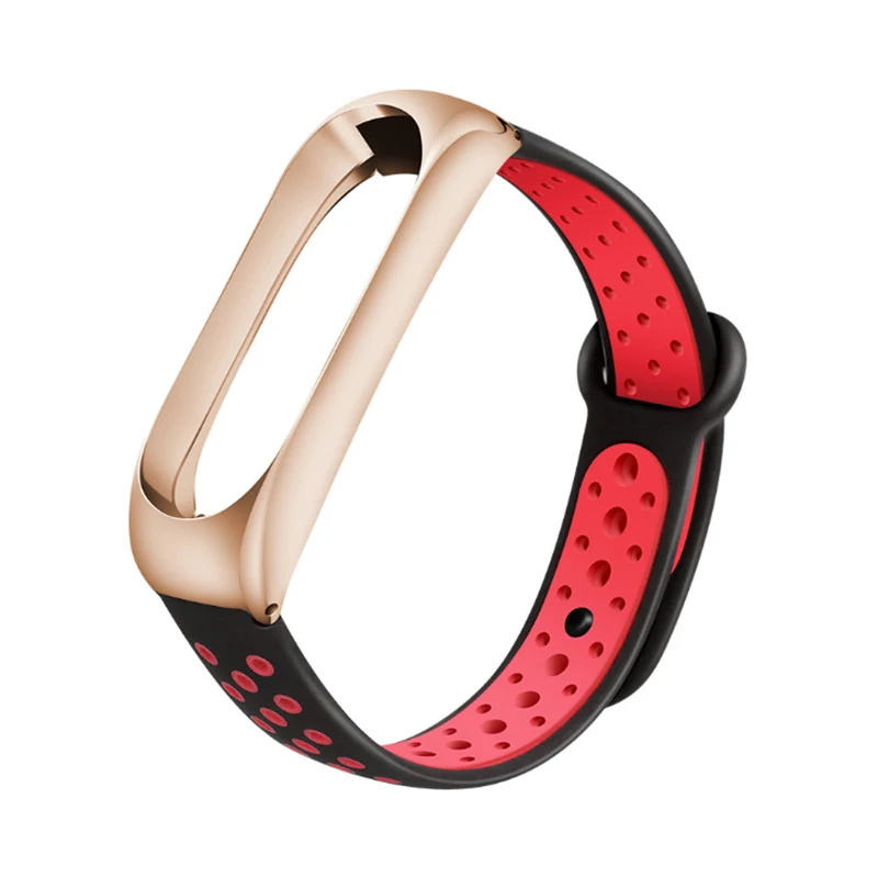 R black with red BOORUI mi Группа 4 металлической застежкой Нержавеющая сталь пояс из материала для Xiaomi mi группа 4 3 силиконовый двойной Цвет Correa mi band 3 ремень - Цвет: R black with red