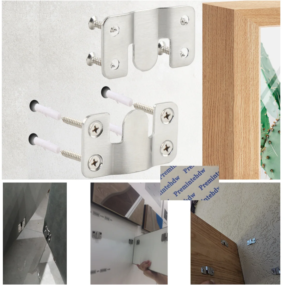 10Sets Stainless Steel Bracket Furniture Headboard Photo Mirror Wall Hanger Interlocking Z Clips Retain Plate Matte Black