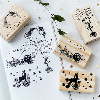 

New Wooden Rubber Stamp Toy DIY Photo Album Card Decoration Craft Ornate Chapters Series Boxes Wood Stamp Scrapbook 6 Choices