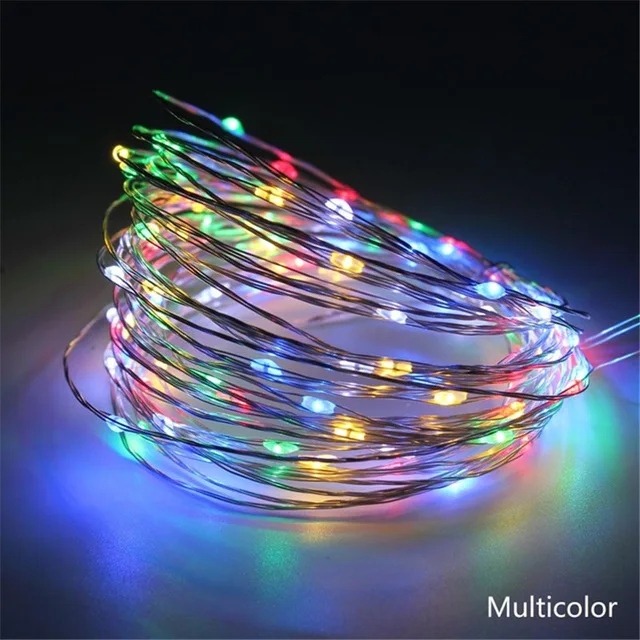 Guirnalda de luces LED de 1 m, 2 m, 5 m y 10 m alimentada por USB con alambre plateado, decoración de Año Nuevo, decoración de Navidad para el hogar y la habitación