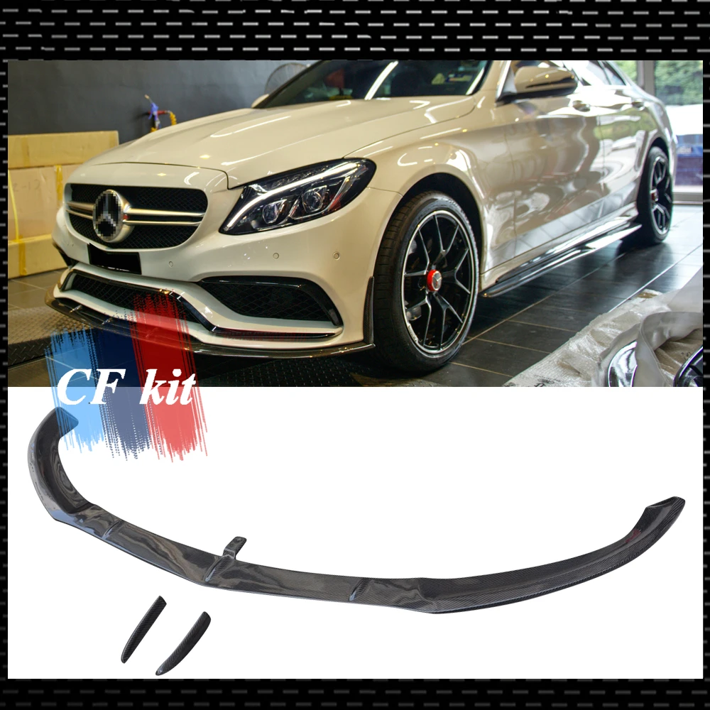 Настоящее карбоновое волокно передний бампер спойлер для Mercedes-Benz W205 C63 MAC автомобильный Стайлинг