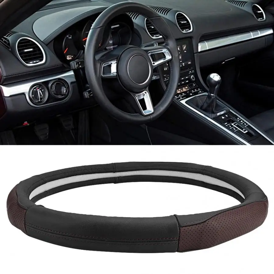 Universal 15in Steering Wheel Leather Cover Automotive Accessories for Car Truck SUV