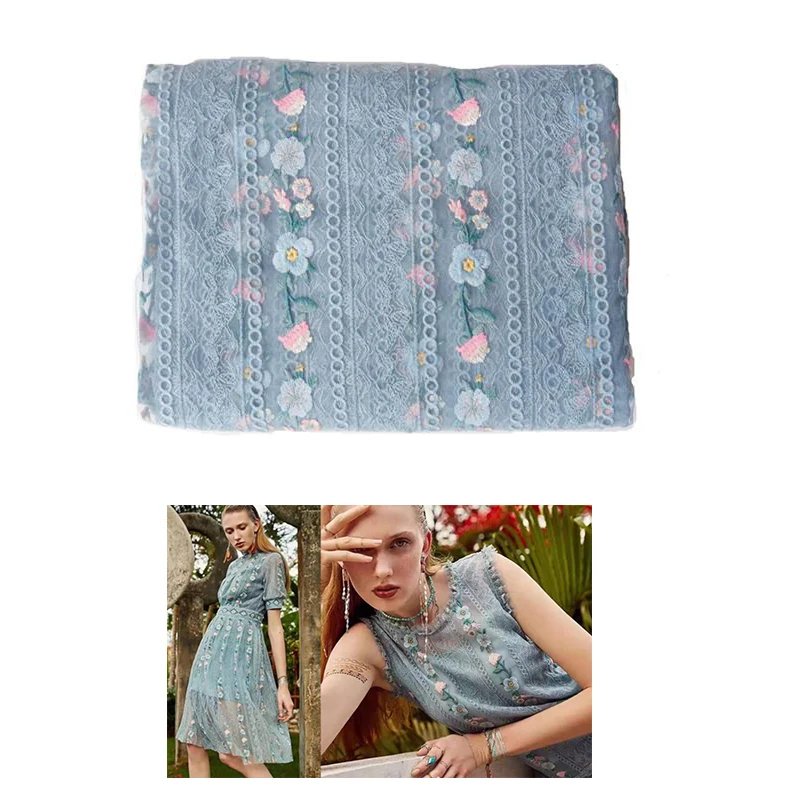 Нежное белое, черное платье в полоску с вышивкой, мягкое кружевное платье из тюля, куртка, материал, сделай сам, декорирование вручную, Цветочная полосатая ткань