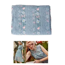 Нежное белое, черное платье в полоску с вышивкой, мягкое кружевное платье из тюля, куртка, материал, сделай сам, декорирование вручную, Цветочная полосатая ткань