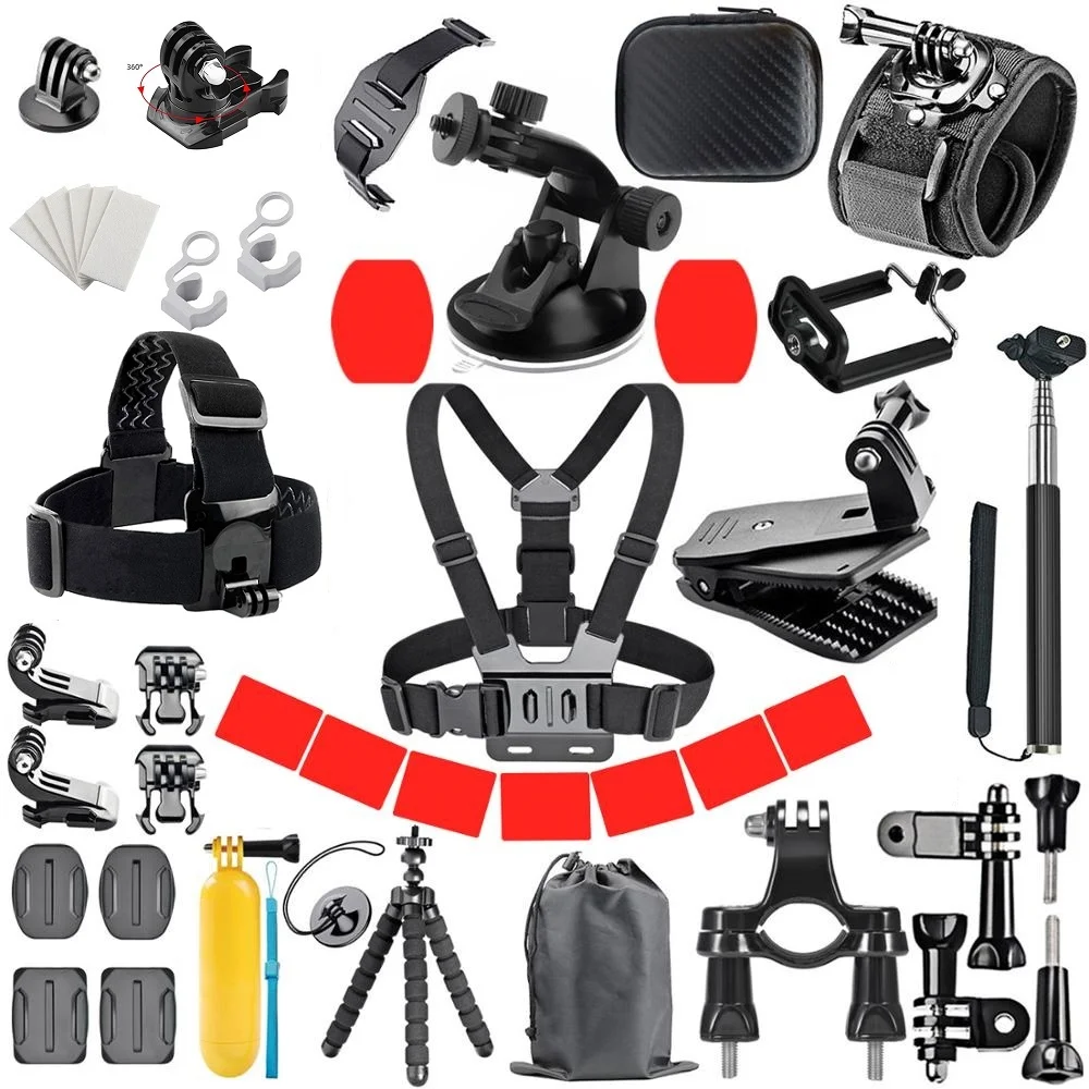 GoPro Accessories Set for Go Pro Hero 9 8 7 6 5 Bike Clamp Mount Head Strap Ches Mount Floaty Grip for Osmo Yi Eken Action Cam