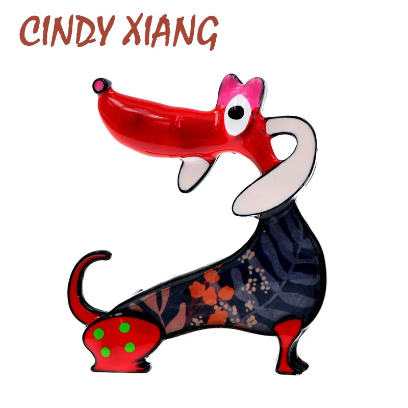 CINDY XIANG Enamel Cute Dog Brooches For Womenlong Ear Puppy Pin Animal Design Jewelry 2 Colors Available High Quality | Украшения и