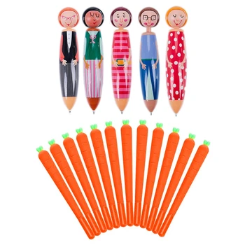 

Originality Doll Pen Cartoon Ballpoint Penwith 12 Pack Carrot Gel Ink Pen Soft RollerBall Pen Novelty Cute