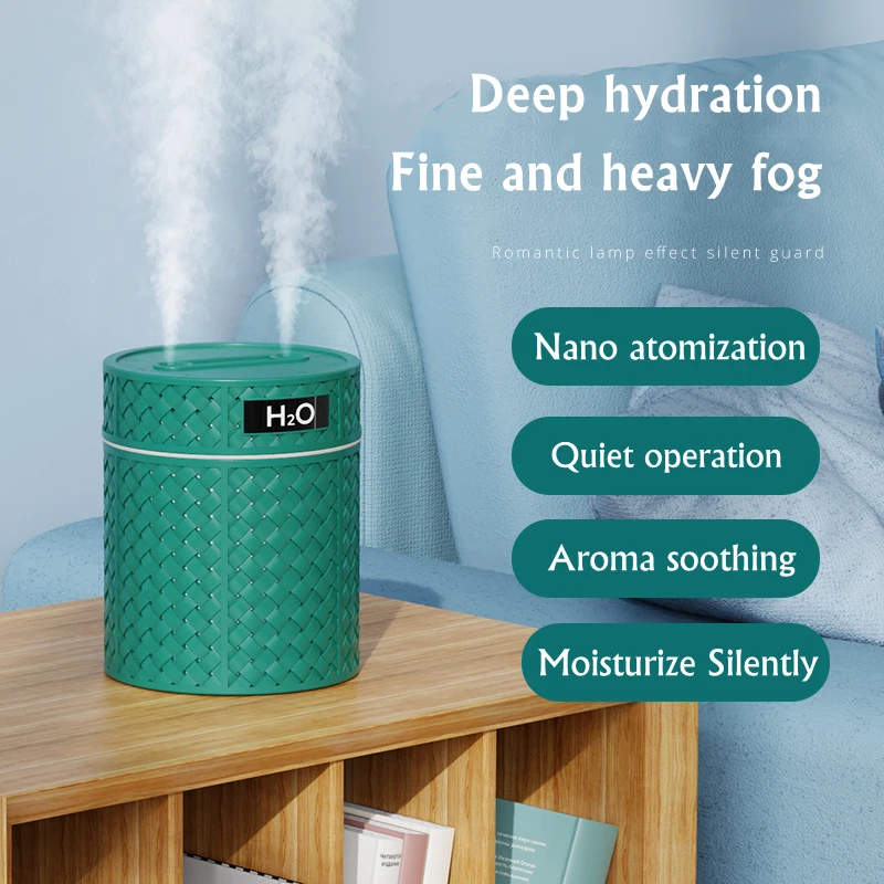 600ML Dual Nozzle Air Humidifier USB Aroma Essential Oil Diffuser Warm Light for Home Ultrasonic Cool Mist Maker Humidificador