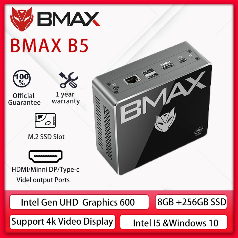 BMAX B5 Mini PC Intel Core 8GB RAM 256GB 512GB SSD i5-5250U Dual Core Mini Desktop Computer PC Intel HD Graphics 6000 WIFI Win10