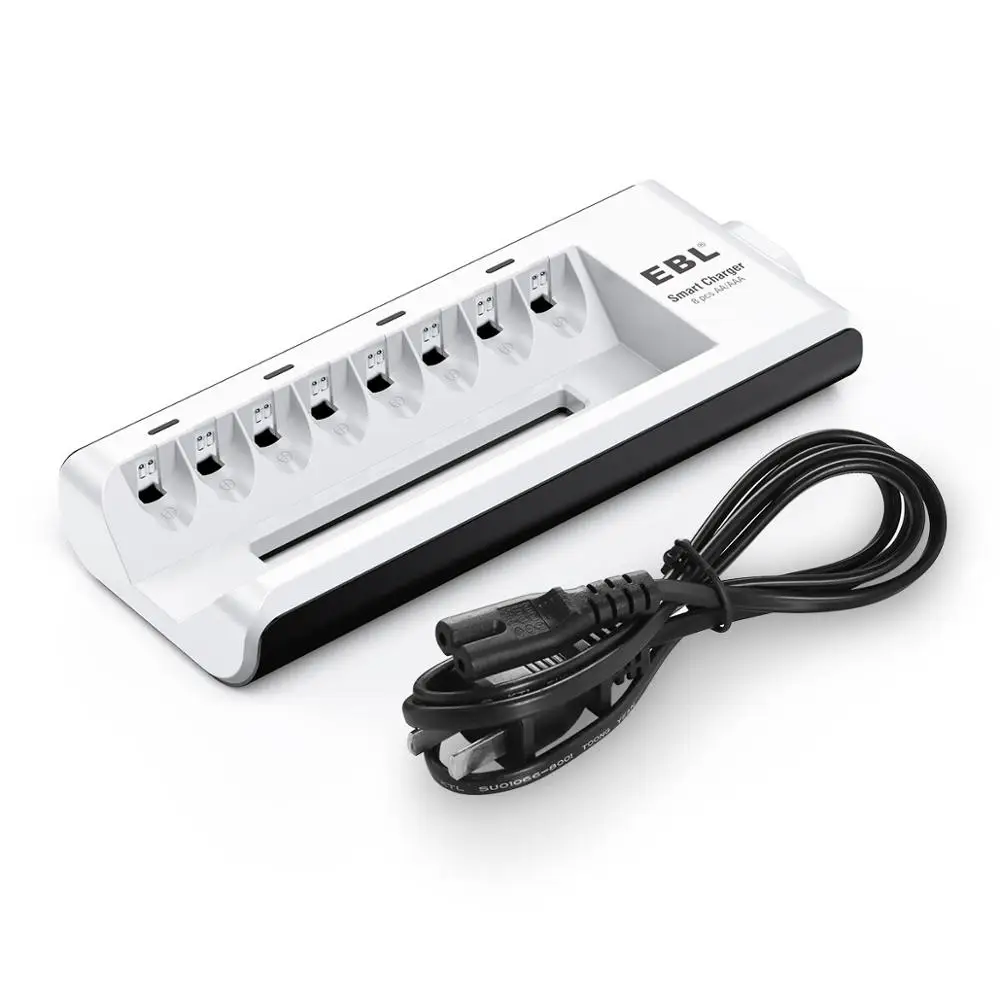 EBL 8 Slots AA Battery Chargers LED Light Smart battery Charger NI-MH 2300mAh Chargers USB Plug Quick Charger portable charge