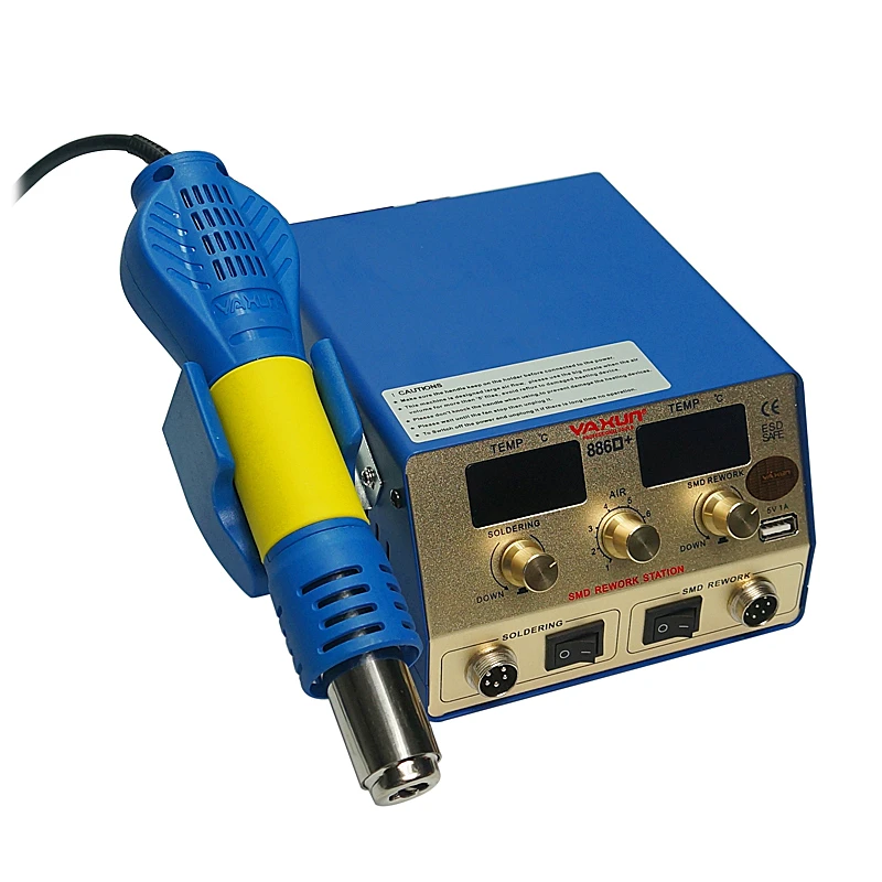 BGA Rework station YAXUN YX-886D+ 2 in 1 SMD hot air and soldering station temperature Momery Function  5V 1A USB Output