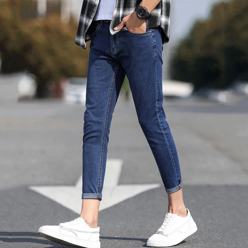 Men Ankle length Pencil Jeans Simple 