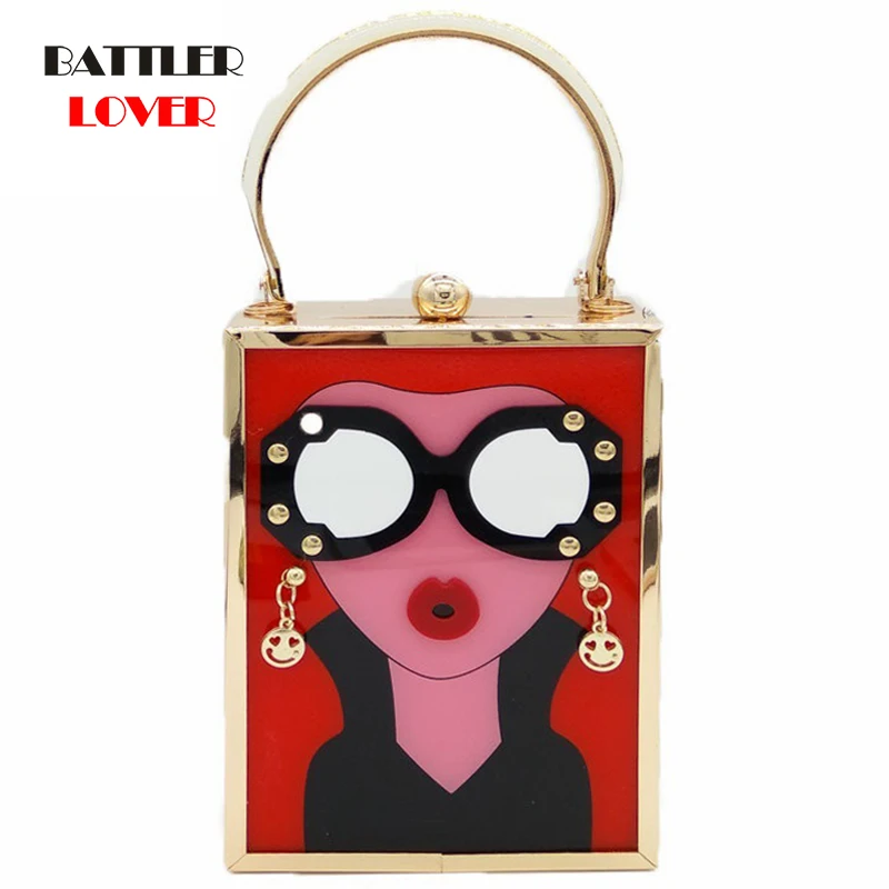 Bags for Women 2019 Fashion Totes Handbags White Acrylic Evening Purse Glasses Girls Chain Clutch Vintage Party Crossbody Bag