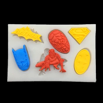 

Wholesale 10 pcs/lot Spider-Man Batman Silicone Mold Sugarcraft Fondant Cake Decorating Tools Cupcake Chocolate Baking Mold