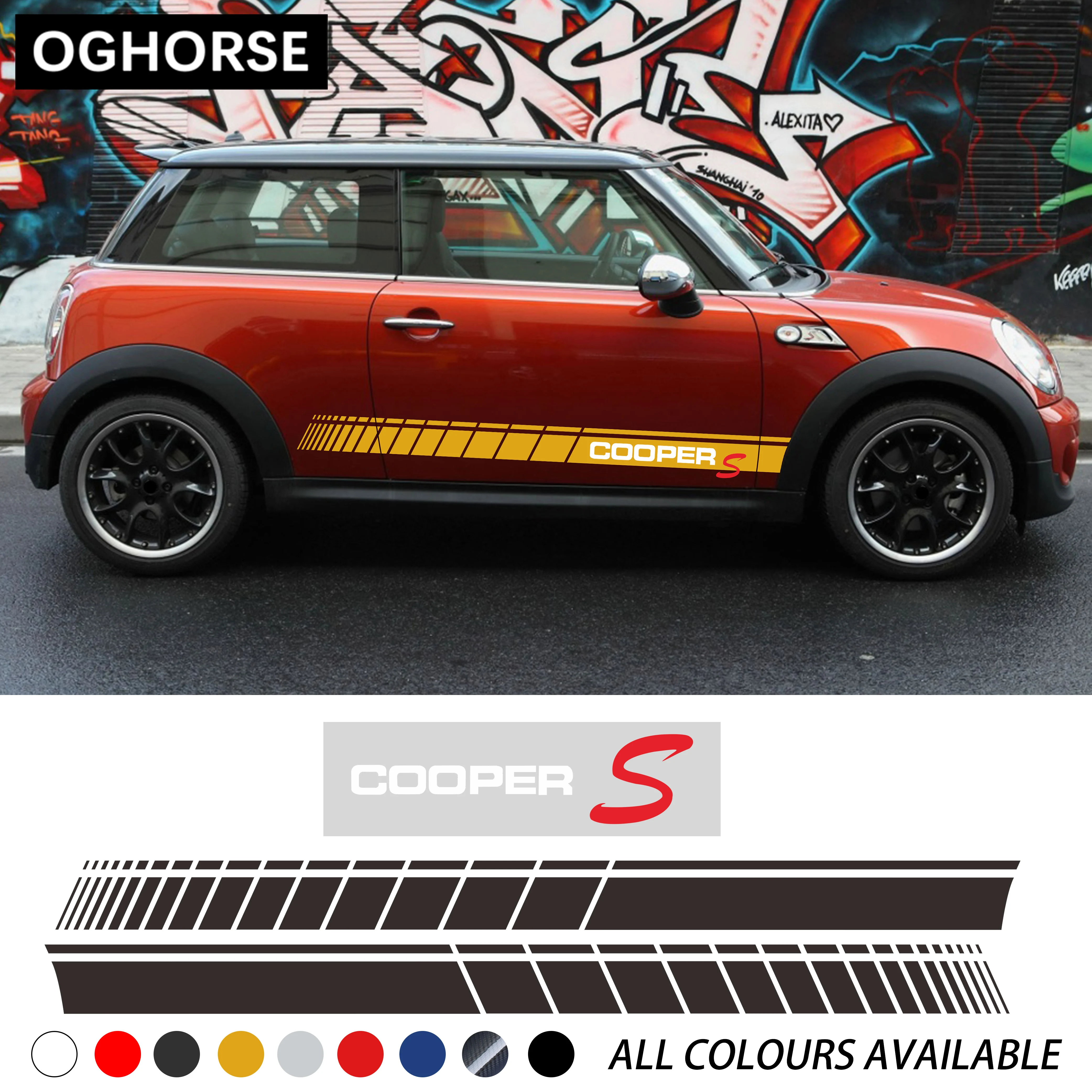 Автомобиль Стайлинг двери боковые стеллажи полосы наклейка кузова для MINI Cooper S R50