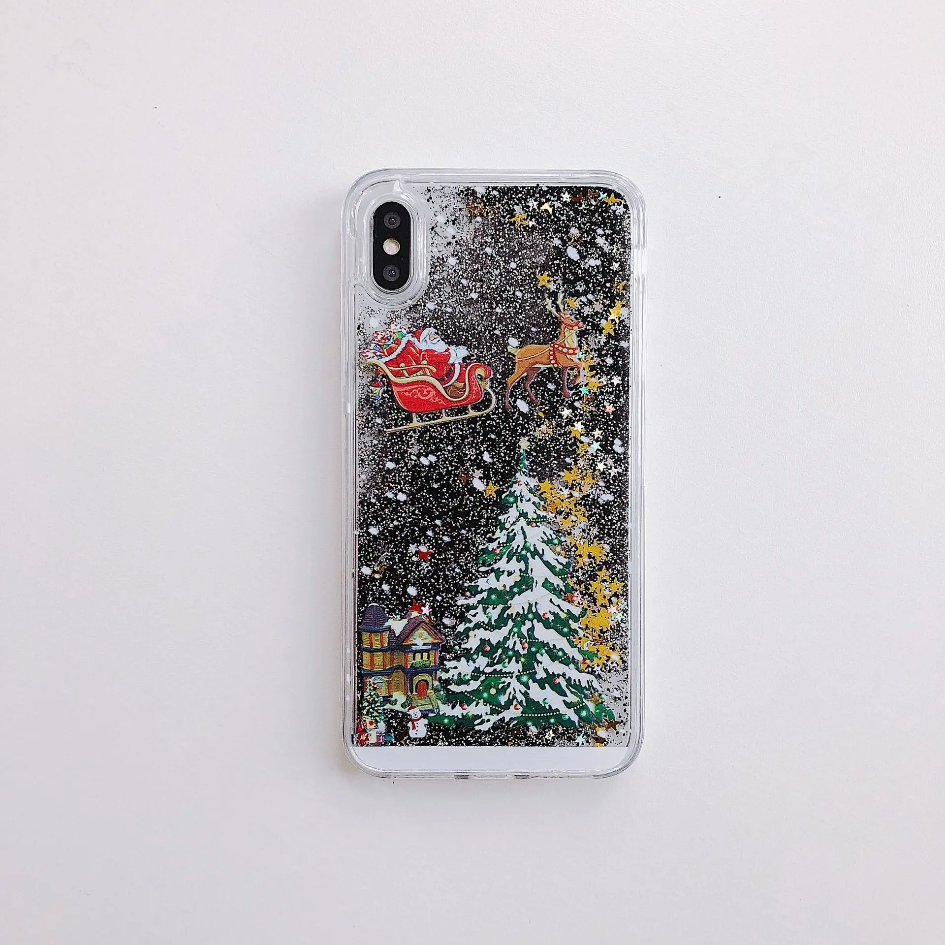 Чехол для телефона с изображением Санта Клауса лося для iPhone 11Pro Max XS Max Рождественский зыбучий песок позолоченный чехол для iPhone 11 XR 8 7 6 6S Plus