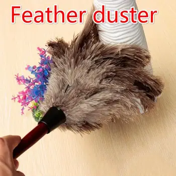 

Feather Duster Anti-static Ostrich Feather Fur Wooden Handle Brush Duster Natural Ostrich Feathers Dust Cleaning Tool