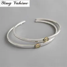 Ying Vahine Новое поступление стерлингового серебра 925 улыбающееся лицо ногтей браслеты и браслеты для женщин