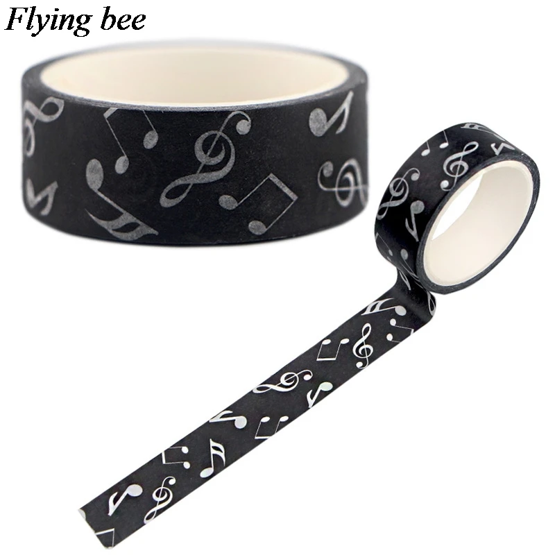 Flyingbee-Papel de Washi para notas musicales, cinta adhesiva de papelería decorativa DIY, suministros de cintas de moda para enmascarar, 15mm x 5m, X0551