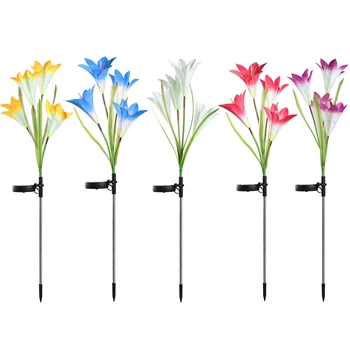 

2pcs Outdoor LED Solar Light Color Lily Garden Flower Waterproof Decorative Lamp Solar Power Yard Lawn Path Wedding