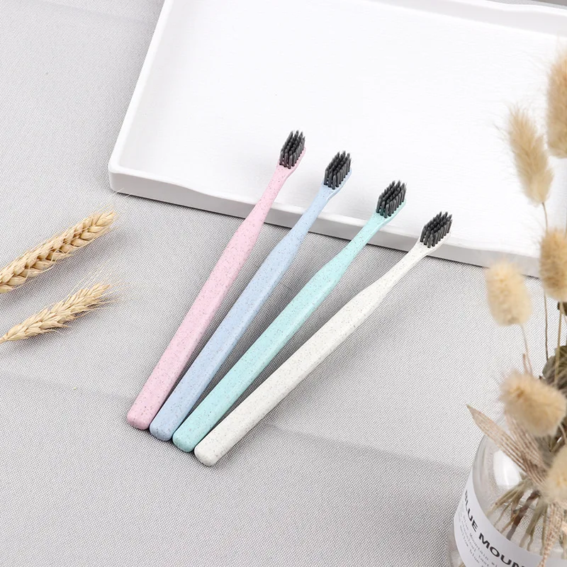 Bamboo Charcoal Toothbrush 4 Sticks Soft Hair Household Portable Family Wear Travel Small Head Tooth Brush Set Couple Toothbrush