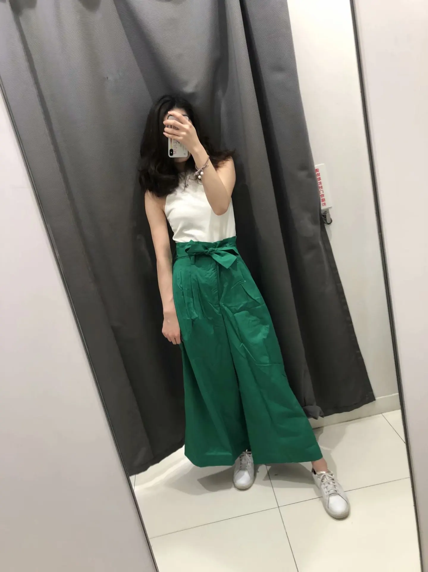 

19 Summer New Style Lace-up Loose-Fit Capri Pants Shirt with Candy-Colored Loose Pants Set Transparent Printed Blouse