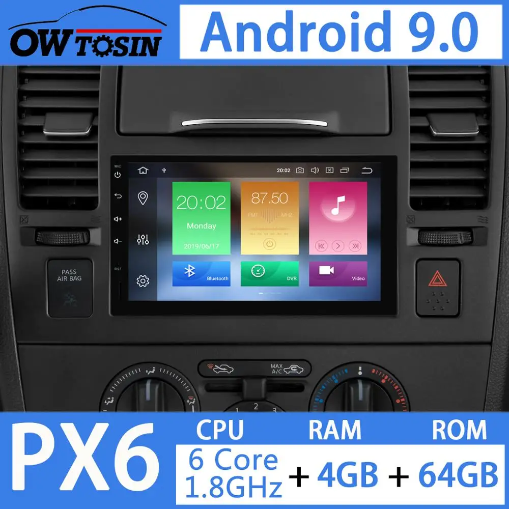 Excellent 7" Android 9.0 PX6 4GB RAM 64GB ROM Universal 2 DIN Car Radio Multimedia Player WIFI Stereo Audio Double Din 2Din DSP Carplay 1