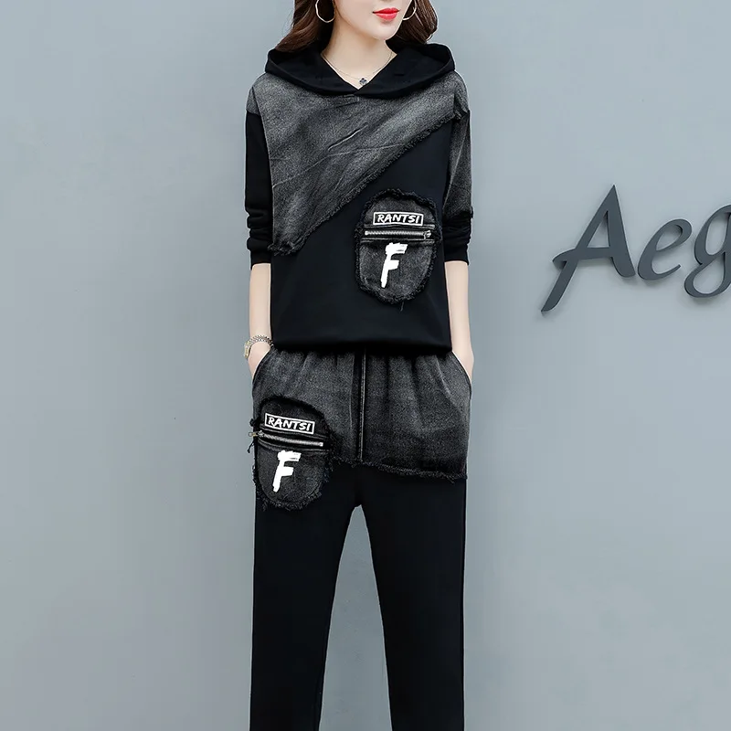 

Photo Shoot Set Female Spring 2020 New Style Western Style Two-Piece Set Large Size Cowboy Joint Fashion Casual Loose Harem Pant