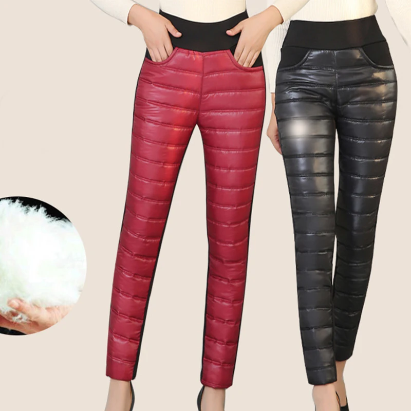 Women Winter Warm Ski Trousers Thickening Women High Waist Down