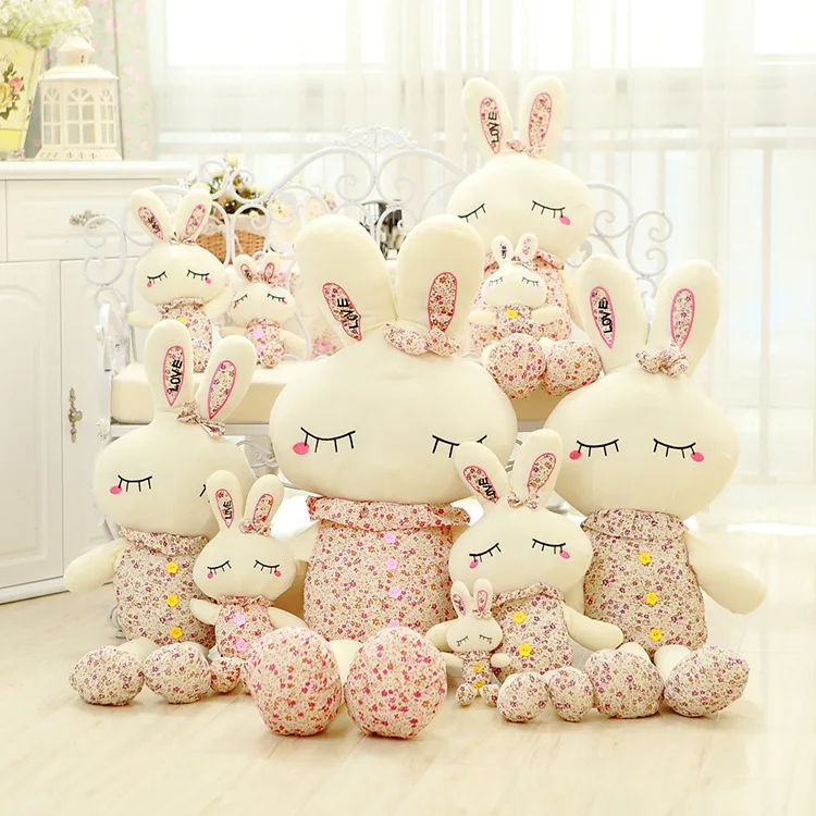 Новая Милая одежда с цветочным рисунком кролика плюшевые игрушки плюшевый кролик куклы детские игрушки для младенцев, подарки на день рождения 25 см/35 см
