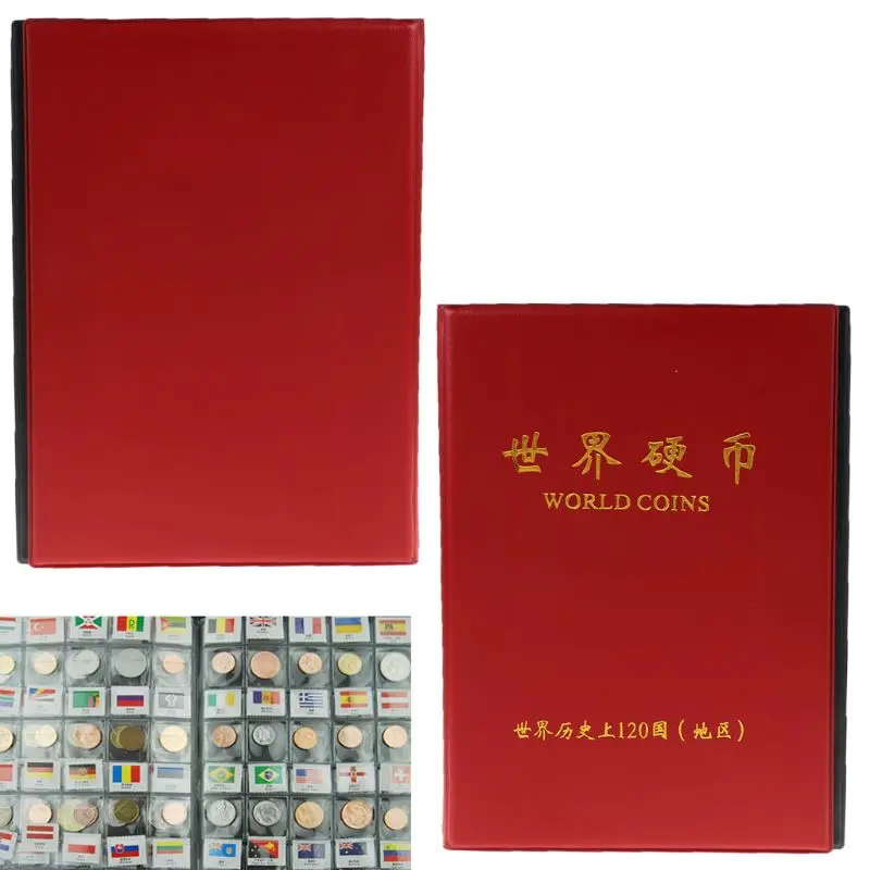 

Collection 120 Countries Regions Coins Storage Books World Currency With Flags