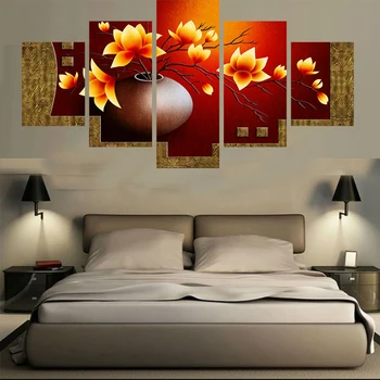 

Art Frame Modern Canvas Painting Wall 5 Panel Flower Modular Picture Home Decoration Print On For Living Room Canvas Poster