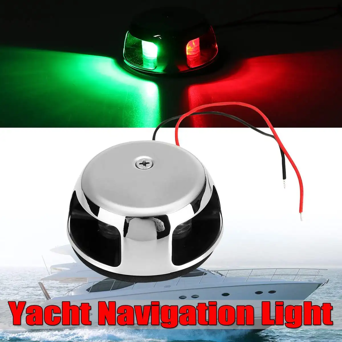 

1pc/2pcs 2W Stainless Steel 12V LED Bow Navigation Light Red Green Sailing Signal Light for Marine Boat Yacht Warning Light Lamp