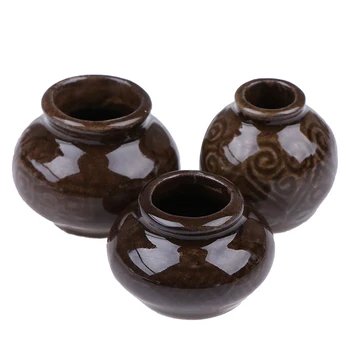 

3pcs/set Mini Doll Houses Decoration Ancient Ceramic Pottery Model Retro Dollhouse Miniatures Ornaments Accessories