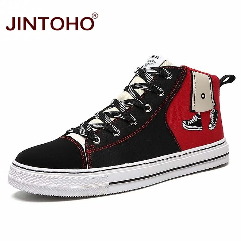 JINTOHO/модные зимние кроссовки унисекс; повседневные зимние ботинки унисекс; модные мужские ботиночки; Зимняя мужская обувь; дешевые парусиновые туфли - Цвет: red