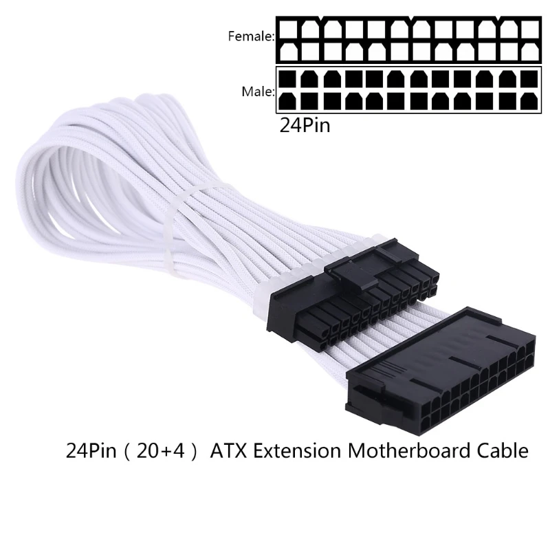 24-Pin ATX/EPS Sleeve Extension Cable Kit for GPU and CPU Power Supply Description Image.This Product Can Be Found With The Tag Names Computer Cables Connectors, Computer Office, Computer Peripherals, Sleeve extension power supply cable